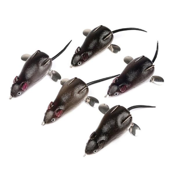 

1pcs 3d eyes 7cm 17.43g black soft mouse 2 hooks bait bells sound bass fishing lure frog sil artificial set jllzav