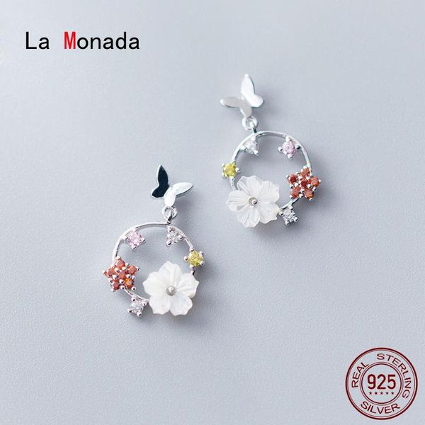 

stud la monada earrings for women silver 925 flower butterfly fine jewelry sterling, Golden;silver