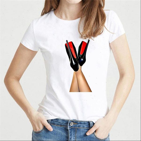 

vogue black high heels shoes t shirt femme funny t shirts women harajuku shirt hipster streetwear t shirt streetwear, White