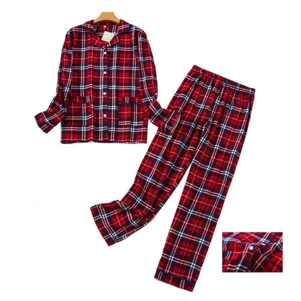 Женская пижама плюс размер XL-XXXL одежда женская фланелевая хлопчатобумажная домашняя одежда костюм осень зима клетчатая печать топы сна 210809