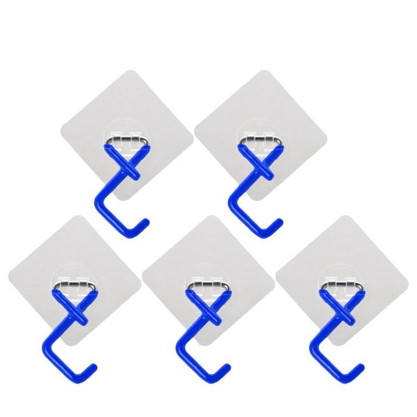

hooks & rails 5pcs wall-mounted mop holder punch broom hanger clip hook organizer for home kitchen bathroom (single hook, blue)