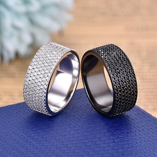 

wedding rings european and american wide version ring simple orange black silver inlaid zircon personality female holiday jewelry, Slivery;golden
