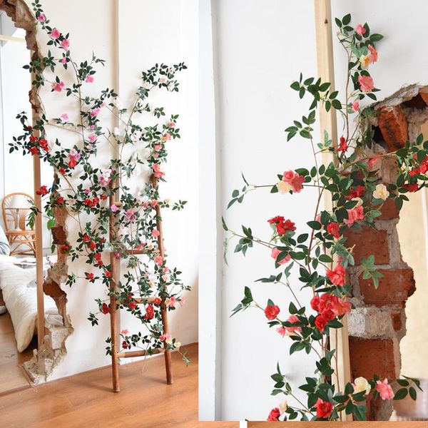 

decorative flowers & wreaths simulation rose rattan hanging flower twisting artificial vines indoor plastic air conditioning pipes b