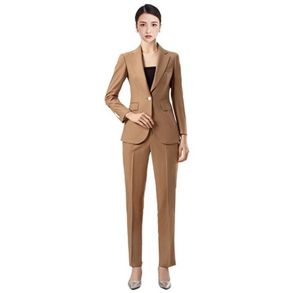 

women's two piece pants formal uniform designs pantsuits for women business work wear suits spring autumn ladies office blazers ol styl, White