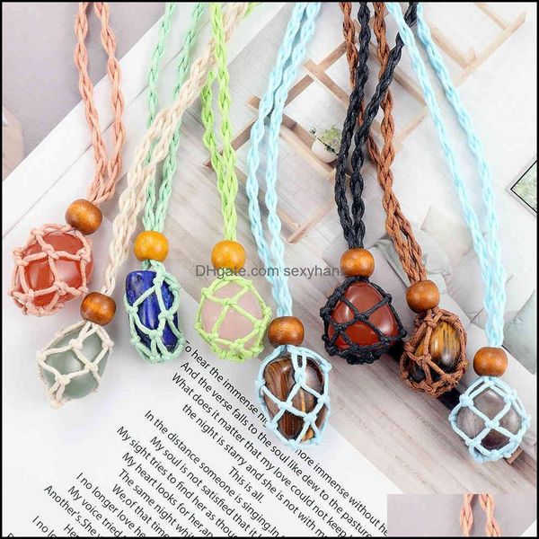 

jewelry settings woven natural stone pendant necklace rope mesh bag handmade ornament gwb11885 drop delivery 2021 gnxmm, Slivery;crystal