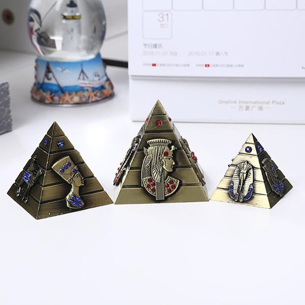 

decorative objects & figurines 3 pcs/set egypt khufu pyramid model ornaments retro decor crafts home furnishing alloy windows display touris