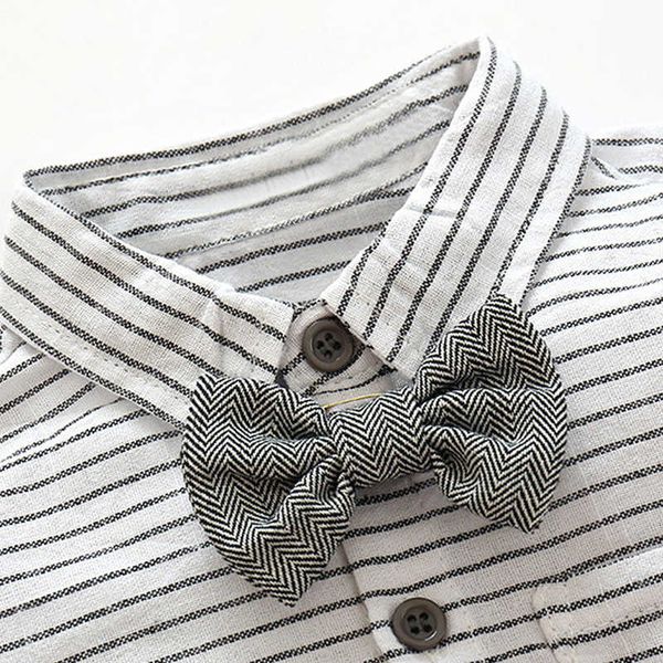 

children's fashion striped long sleeve shirt bow strap pants boys' suit children's two piece suit, Blue