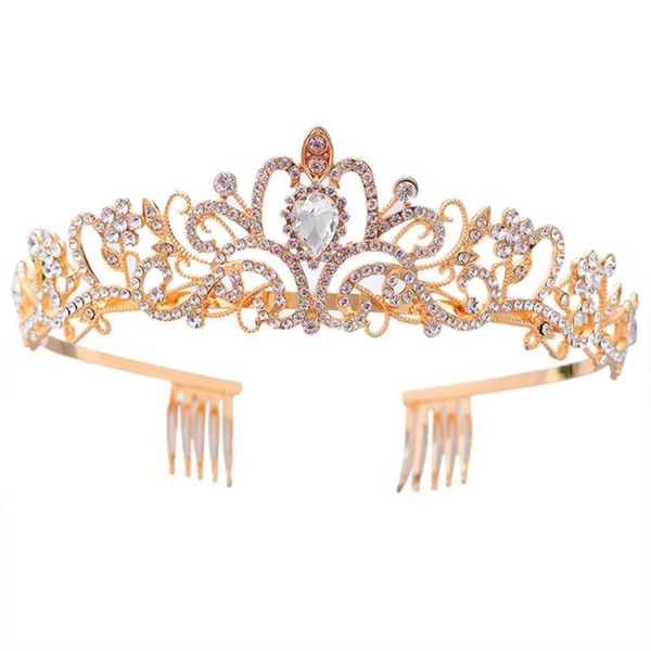 

hair clips & barrettes crystal crown tiara with comb headband for women girls wedding birthday party princess vintage bridal accessories, Golden;silver