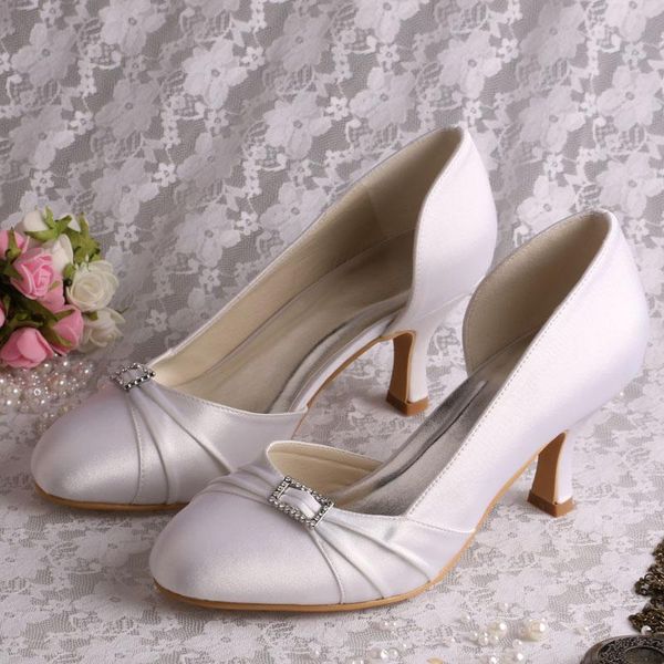 

dress shoes ladies mid heeled court for wedding white satin female footwear, Black