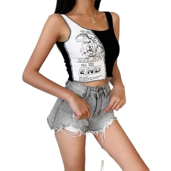 

women's tanks & camis punk gothic aesthetic grunge tank mall goth women alt clothes emo crop graphic harajuku vest club streetwear fema, White
