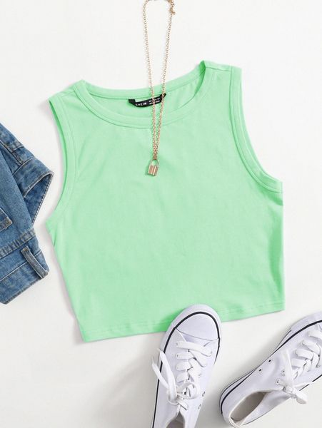 

solid crop tank g50d#, White