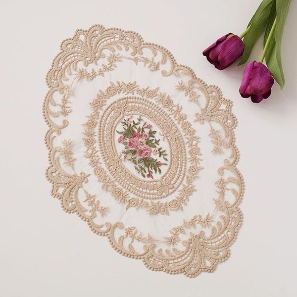 

mats & pads 2021 christmas dining table embroidery craft placemat european style lace fabric insulation plate mat anti-scald