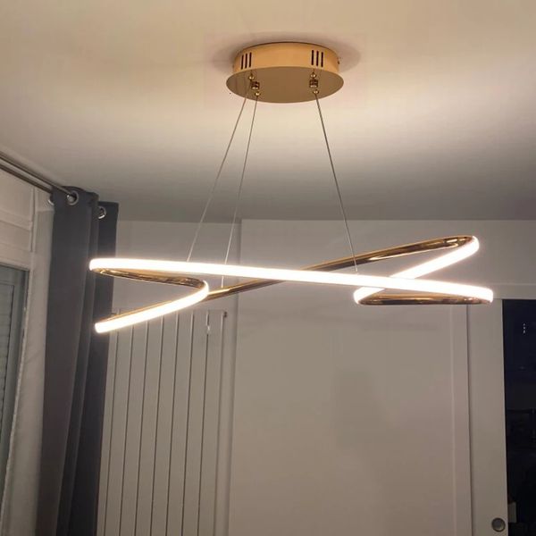 

2021 new ouro ou cromado moderno led para de jantar cozinha yrandol comprimento da sala 800/1000mm pendurado luminrias lustre nlf0