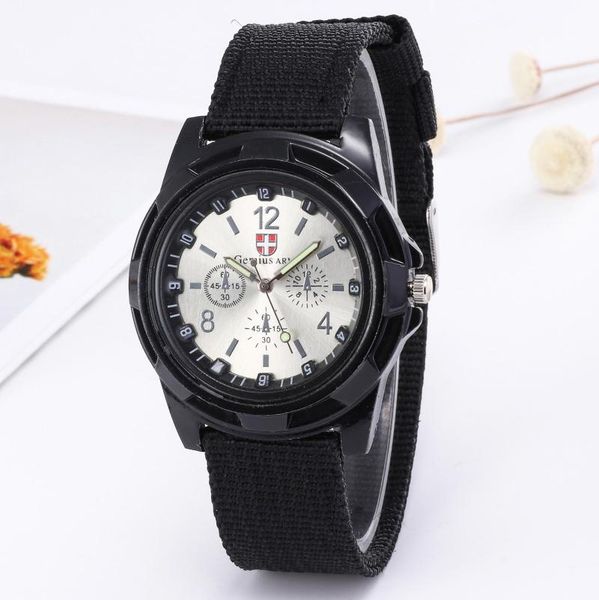 

wristwatches military men's wristwatch sports fashion quartz watch nylon strap classic casual clock relogio masculino, Slivery;brown