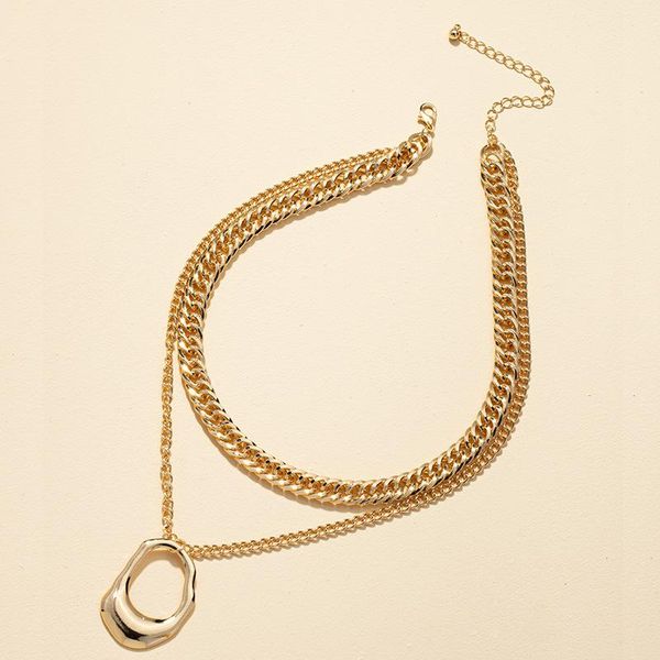 

pendant necklaces double layer wear necklace ins exaggerated thick chain female, Silver
