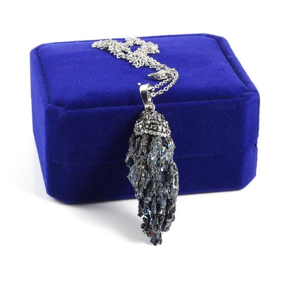 

pendant necklaces necklace natural semi-precious stone crystal bud for ladies women jewelry charm gifts, Silver