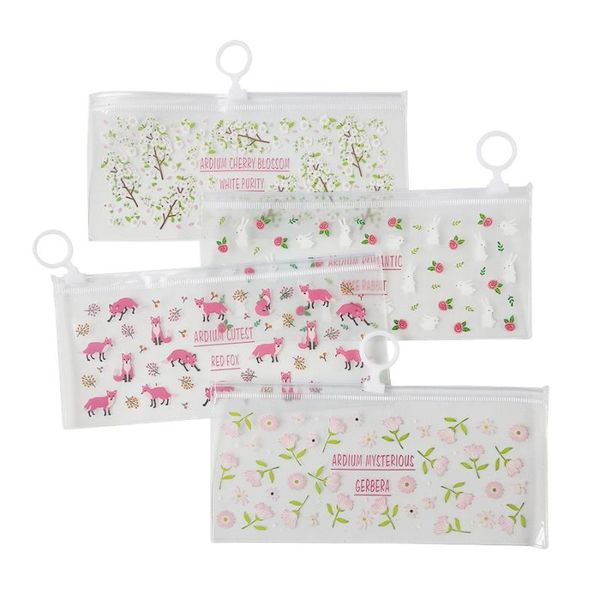 

pencil bags 20 pcs/lot fresh style animal flower floral transparent pvc cases pencilcase kawaii case school stationery