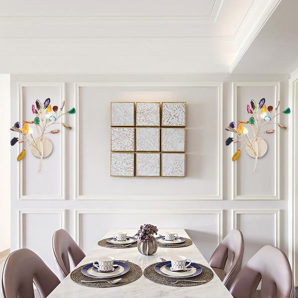 

wall lamps creative agate led lamp art living room background decor lights bedroom bedside corridor aisle luxury