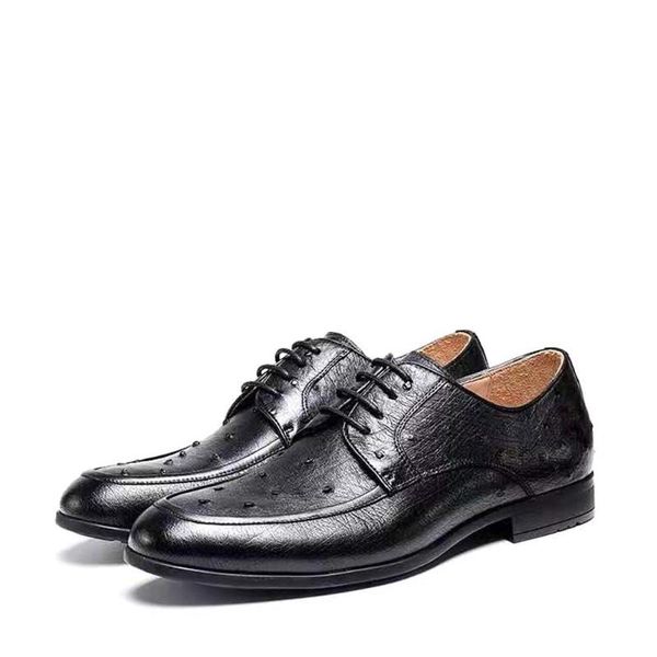 

dress shoes ouluoer arrival men male formal ostrich leather for man, Black