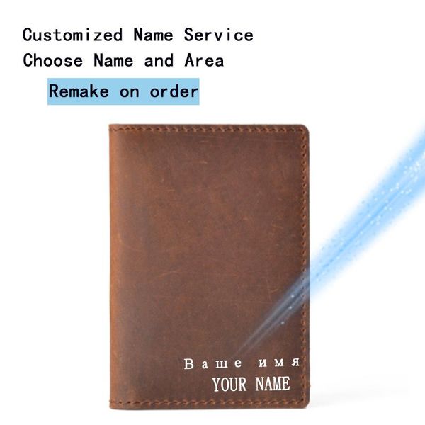 

card holders engraved name men credit id rustic crazy horse leather customized business wallet cardholder wholesale, Brown;gray