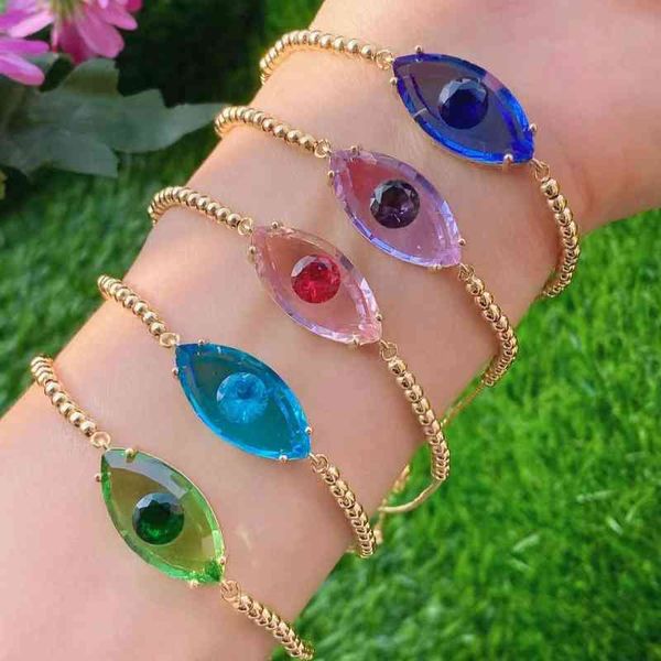 5 pcs design de moda multi olhos luxuosos coloridos charme jóias Encontrando link de cobre corrente contas pulseira