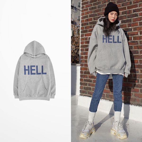 

2021 new winter warm fleece quality mens hoodies and sweatshirts skateboard high street grey color hip hop sweatshirt kanye t6x0, Black