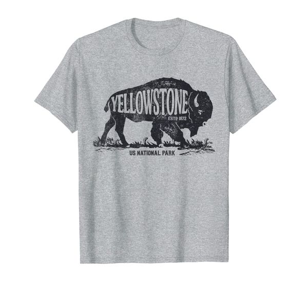 

yellowstone national park t shirt us bison buffalo vintage, White;black