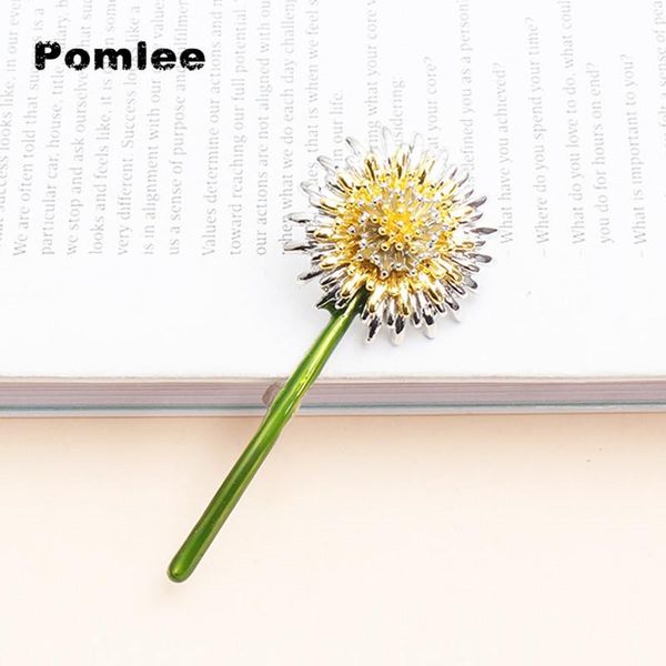 

pins, brooches pomlee arrival enamel dandelion for women flower pin elegant spring design jewelry 2021, Gray