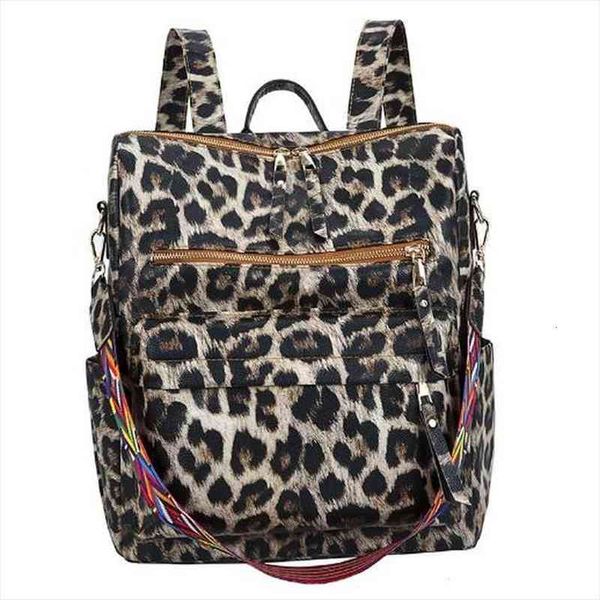 

leather backpack women shoulder bag vintage leopard bagpack travel backpacks teenagers girls back pack mochila feminina