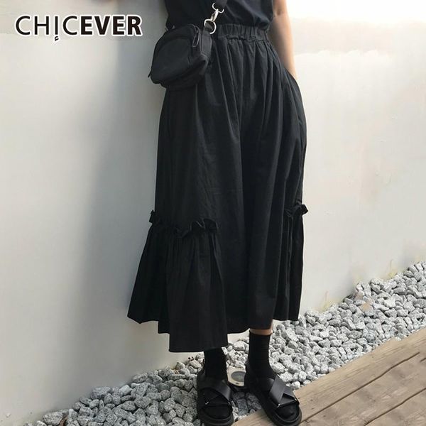 

skirts chciever ruffles for women elastic high waist loose black women's midi female fashion vintage clothes