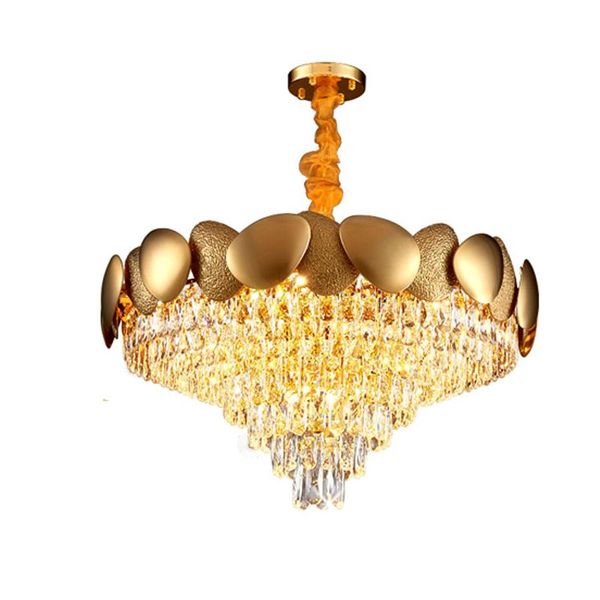 

chandeliers led postmodern luxury hanging multilay crystal golden round chandelier light fixture lampe lustre suspension luminaire for foyer