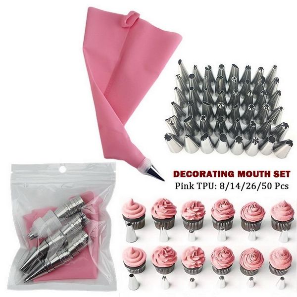 

baking & pastry tools 50pcs/set cake decorating kit supplies set piping tips icing bag nozzles flower mouth squeezed