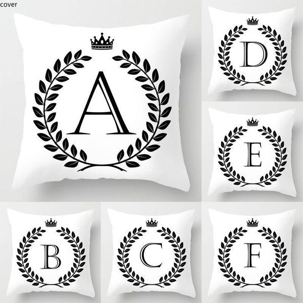 

cushion/decorative pillow 26 letters cushion cover black and white english alphabet throw case decorative pillowcase dakimakura 45x45cm