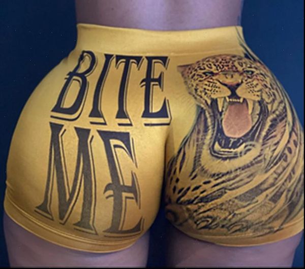 

women shorts, summer sports pants, wrapped high waist tiger flower dollars printed party club wear drop shipping, White;black