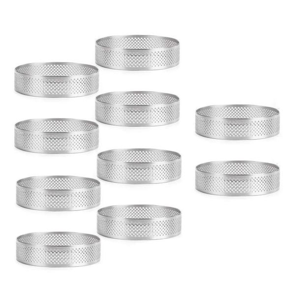 

baking & pastry tools 10pcs round french ring mousse cake tart mould non-stick fruit cream pie pancake circle kitchen 10cm