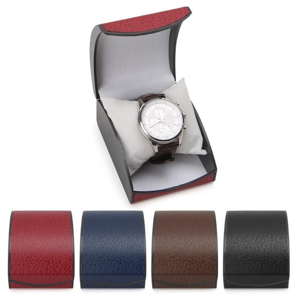 

watch boxes & cases 4 colors luxury box case watches holder display storage gift for jewelry bracelet faux leather, Black;blue