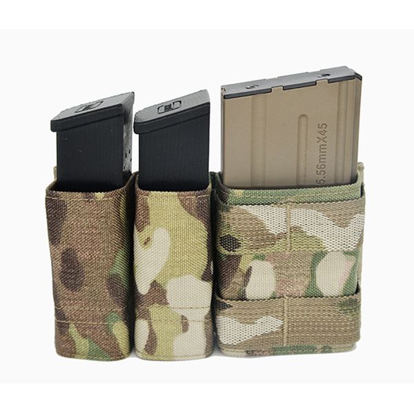 Tactical Airsoft 9mm 5.56 1 + 2 Side Triple Magazine Pouch Multicam Vest Molle Mag Pouch Borse AR caccia