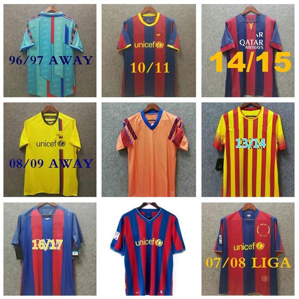 

retro 91 92 99 02 10 11 12 13 14 15 soccer jerseys ronaldinho henry a iniesta ronaldo kluivert stoichkov koeman xavi pique football shirts, Black;yellow