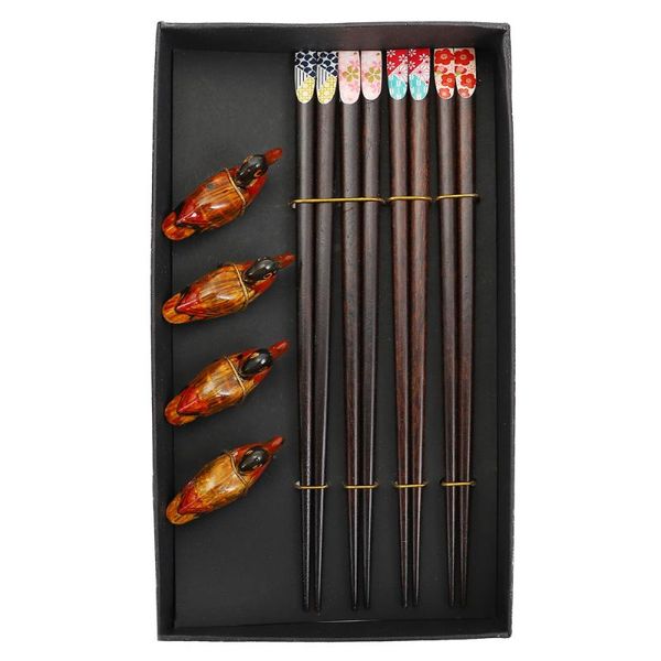 

chopsticks 1 set home cutlery portable and chopstick holder rack gift box