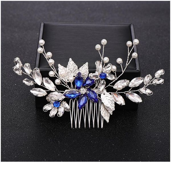 

trendy crystal hair comb bride tiara wedding hair accessories handmade leaf pearl women hairpins bridal hair jewelry h qylgbc