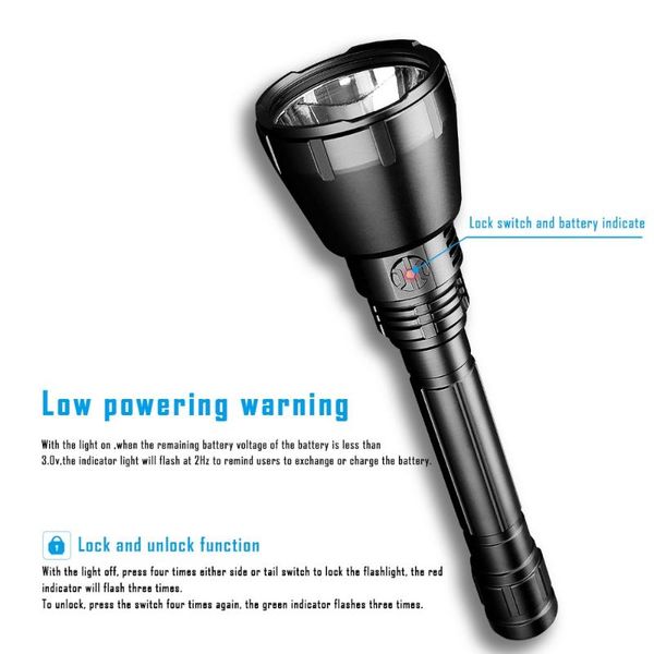 

flashlights torches ut90 rechargeable led high powerful tactical glare for searching caving outdoor adventure night hunting