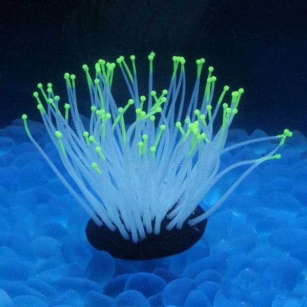 

new fish tank glowing decor effect artificial silicone plant sea anemone for fish tank decoration aquarium ornament