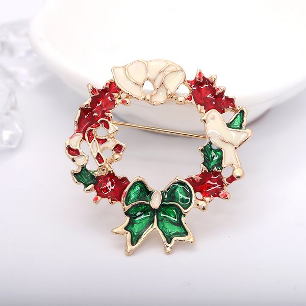 

european style christmas exquisite pin inlaid with diamond design popular brooch dinner party temperament wome, Silver