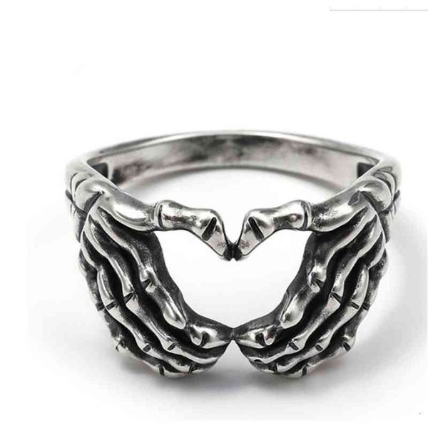 

hechengchao men's and women's personality domineering korean version korean jewelry ring hell ghost hand ring, Silver