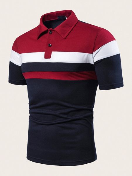 

men cut and sew panel polo shirt z4d9#, White;black