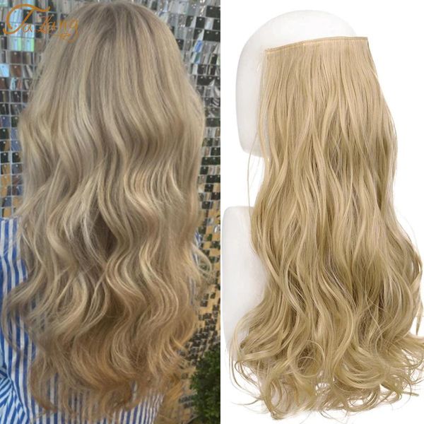 

synthetic wigs talang 5 clips on long curls hair 24 inch ombre black brown clip fake hairpieces for women