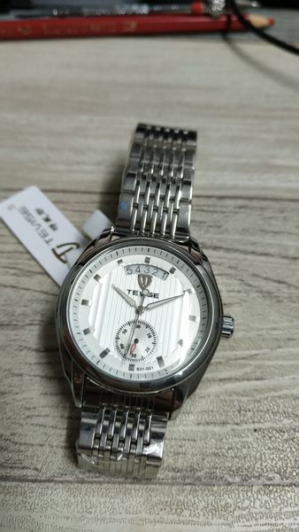 

new arrivals men's watch automatic mechanical watch wrist watch metal band t01-4, Slivery;brown