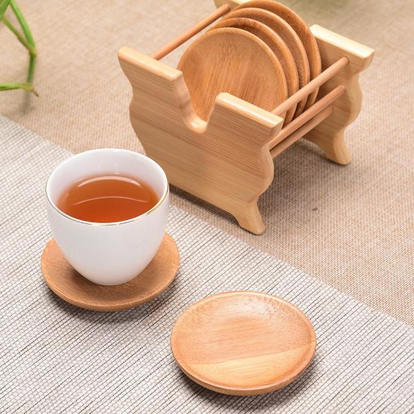 

mats & pads bamboo and holder set home office meeting room mugs drinking cup mat tea accessories