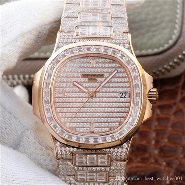 

dm 5719/1g-001 mens watches 40mm 324sc automatic mechanical movement star square diamond watch sapphire mirror wristwatches, Slivery;brown