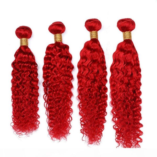 

malaysian human hair bright red deep wave weave wefts pure red deep curly wave 4bundles malaysian virgin hair extensions 10-30" mixed l, Black